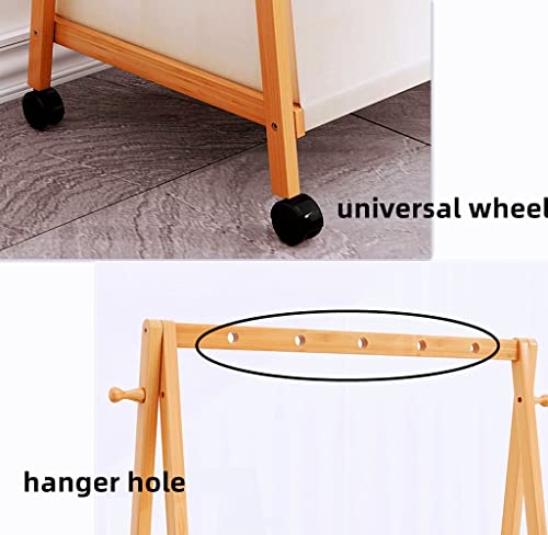 GLISOO Bamboo Garment Rack, 2-Tier,100% Bamboo Garment Rack with Top Hanging Rod and Bottom Storage Shelves, Indoor Plant Stand, Freestanding Clothes Hanging Rack, (Natural) (布套)