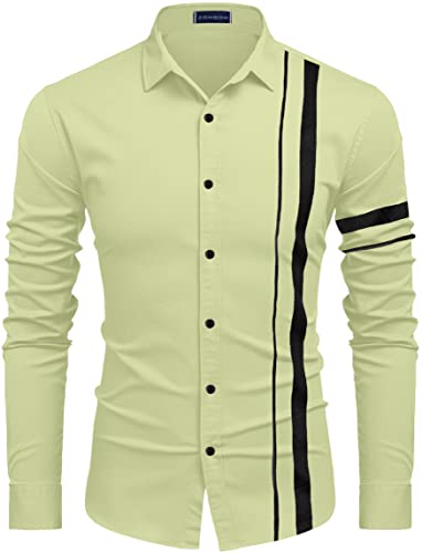 Image of Zombom Men Cotton Polyester Blend Regular Fit Striped Full Sleeve Casual Shirt