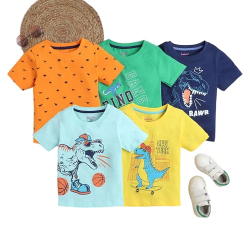 Image of Hopscotch Boys Graphic Regular Fit T-Shirt (Pack of 5)