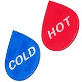 TOP-VIGOR 2 Paar/4 Stück selbstklebende Heiß-/Kaltwasser-Etiketten, Acryl-Tropfenform, Aufkleber für Armaturen, Waschbecken, Rot/Blau