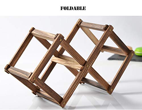 Soporte para 6 botellas de vino de madera natural miniatura 3