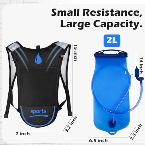 2 Pack Hydration Backpack Pack with 2L Hydration Bladder, TNYSPORT Lightweight Breathable Water Backpack with 3 Layer Pockets, Reinforced Shoulder Straps - Image 5