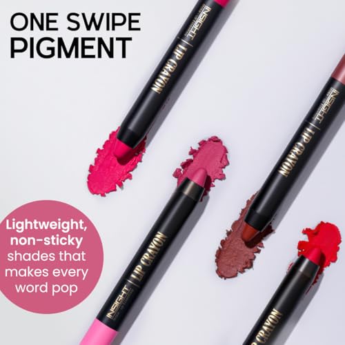 Image of INSIGHT Long Lasting Lip Crayon - All-Day Comfort | Matte Finish | Waterproof | Non-Transfer | Non-Sticky | Enriched with Vitamin E & Kojic Acid | Sharpenable Tip | Full Coverage | Lightweight Lipstick (Toasted Mauve) - 7g