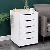 5 Drawer Storage Organizer with Wheel Lockable Casters, Mobile Filing Storage File Cabinet,24''H for