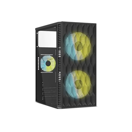 Image of Intex Bolt Computer Gaming Cabinet | Micro-ATX, Mini-ITX | 12cm LED Fans | Mesh Front Panel | Compact PC Case | Smooth Airflow | Acrylic Side Panel | 4 PCI Slots | 260mm VGA Support