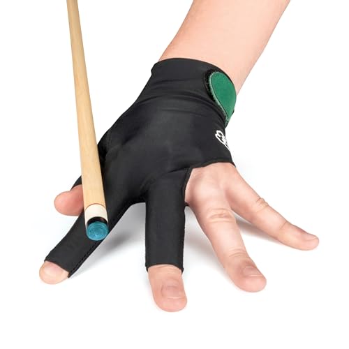McDermott Billiard Pool Cue Glove - for Left Hand (Right-Handed Player) (Black, Medium)