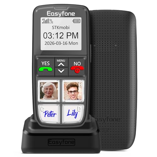 Easyfone Prime-T6 4G Picture Button Cell Phone for Seniors | Easy-to-use | Clear Sound | SOS Button | Easy Charging Dock | SIM Card Included | Suitable for Dementia, Alzheimer's and Kids