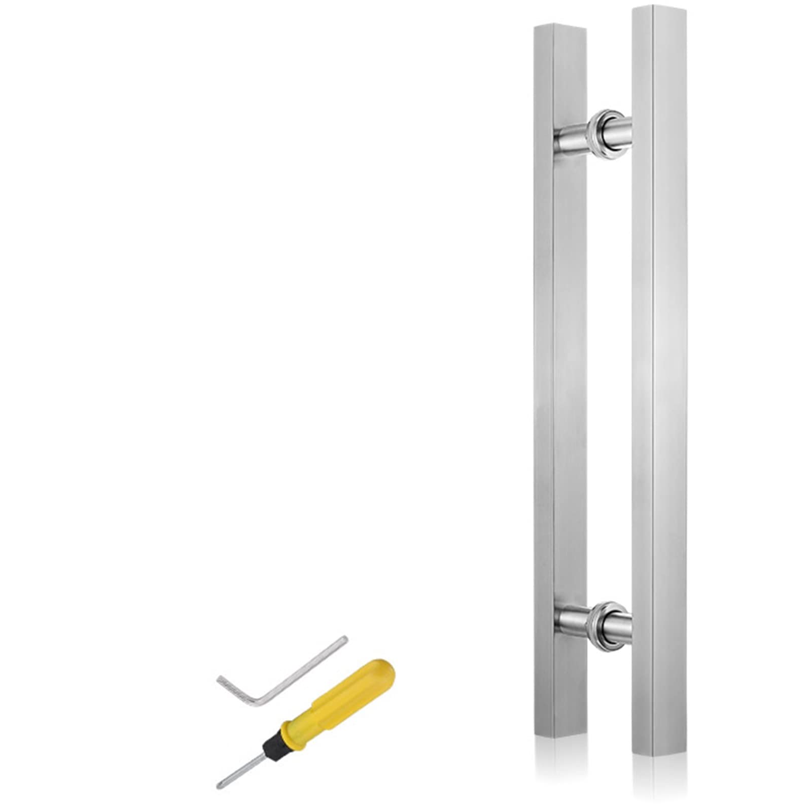 BHGFYXBS Barn Push Pull Door Handle, Exterior Interior Sliding Door Bar Handle, Double Sided Wood Door Handle For Bathroom Hotel Hall, Back To Back Install,Sliver-60Cm/24In,Sliver-60cm/24in