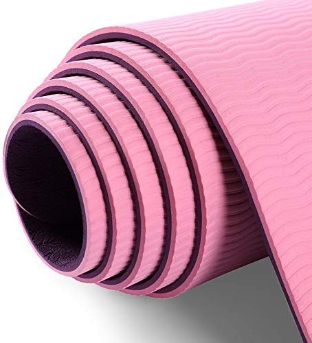 KaiKai Yoga Mat Leisure Tpe color slip exercise mat beginners line position (Color : Orange, Size : 183 * 61 * 0.6) (Color : Red, Size : 183 * 61 * 0.6)