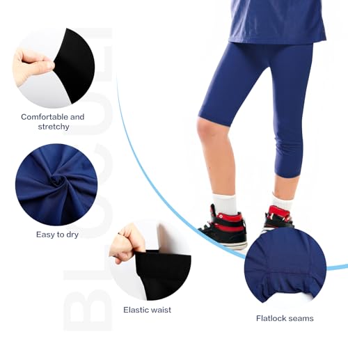 Blcculi 3 Pack Boys Compression Leggings,3/4 Youth Sports Leggings,Quick Dry Base Layer Athletic Tights for Running,Football2