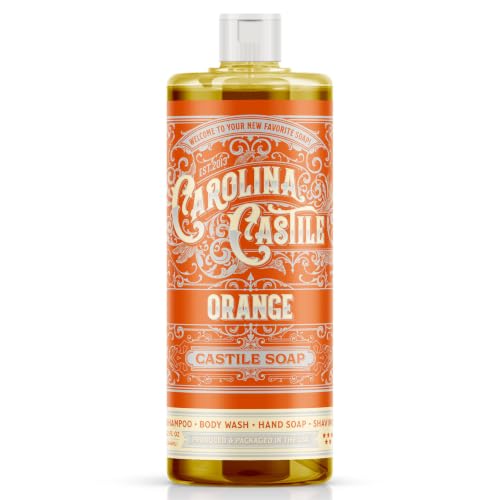 Carolina Castile Soap Orange Castile Soap - 32 oz Olive Oil Soap - Certified Organic Cocoa Butter Soap in Refill Size Citrus Soap works great as Organic Body Wash