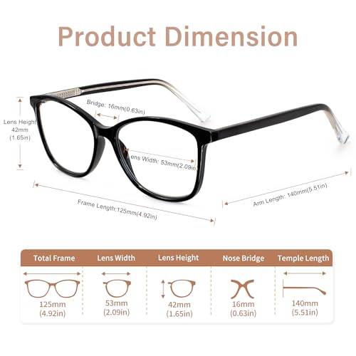 Madison Avenue Square Vintage TR90 Blue Light Blocking Reading Glasses for Women, Computer Readers Eyeglasses