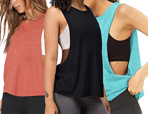 Womens Workout Fitness Tank Tops Cropped Sleeveless Gym Yoga Running Athletic Shirts