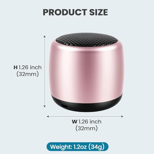 Image of Best Mini Portable Bluetooth Speaker with HD Sound & Bass I Smallest Wireless Bluetooth Speakers for Phone /PC /Tablet I Photo Selfie Button Answer Phone Calls I Cute Tiny Speaker (Rose Gold)