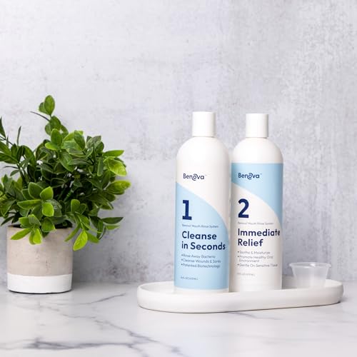 BENOVA Mouth Rinse System Fast Relief from Mouth Sores & Deep Cleansing Action | Alcohol-Free, Lidocaine-Free Mouth Rinse | Gentle Daily Care | 946 ml