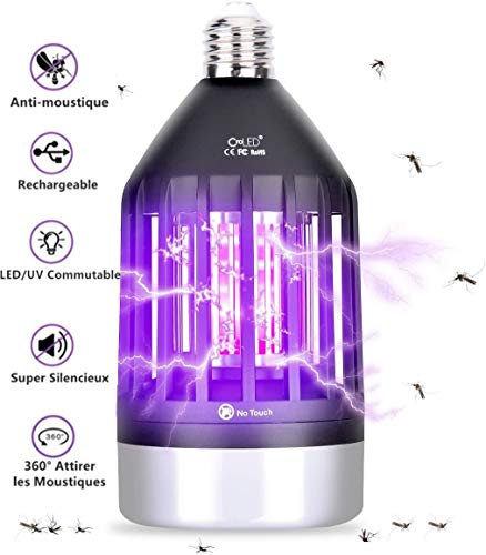 CroLED Lampe Anti Moustique Electrique - 9W UV LED Anti-Moustique pour Intérieur ou Extérieur, Tueur De Moustique, Lampe Répulsif et Piège à Insectes Électrique avec 3 Modes Eclairage