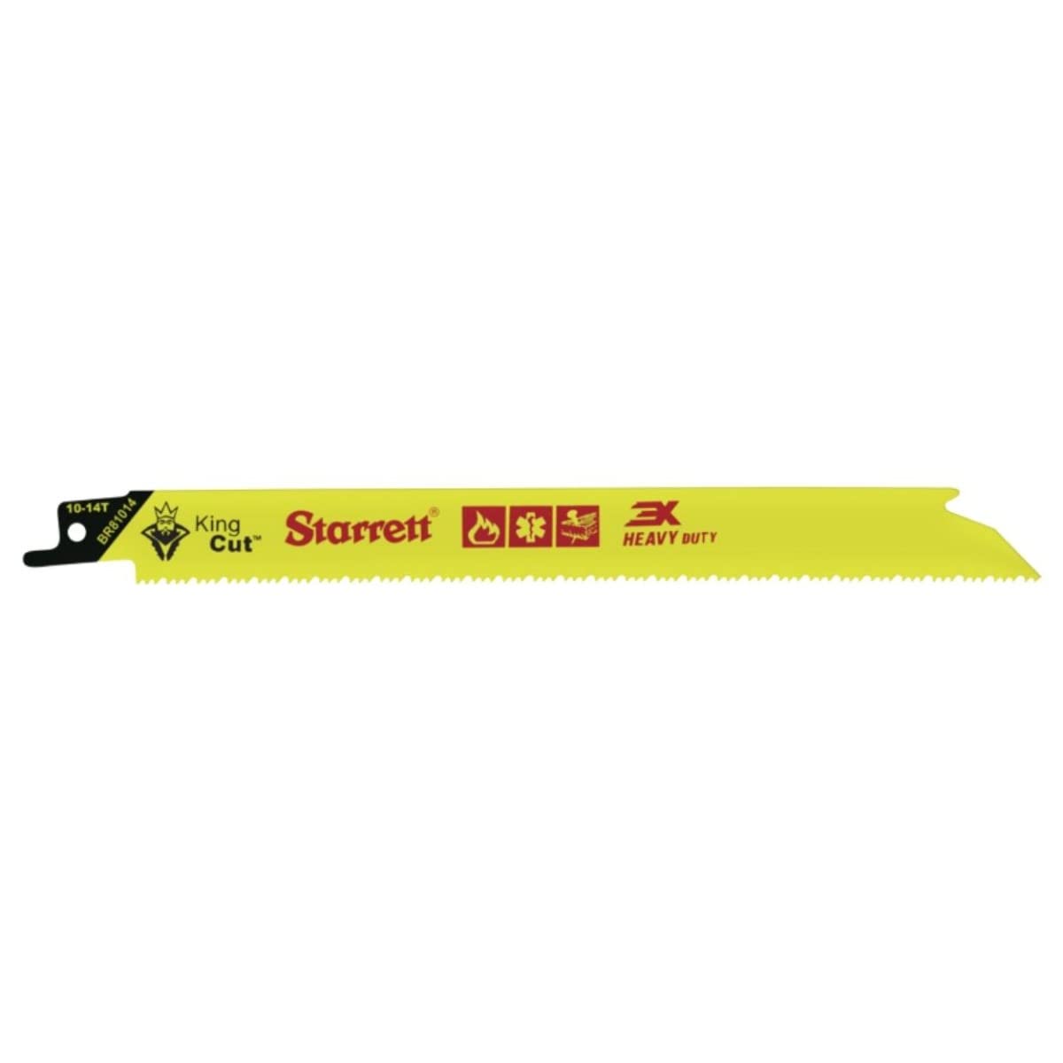 Starrett Bi-Metal King Cut Fire Rescue and Demolition Reciprocating Saw Blade - 8" Length, 1" Width, 0.63" Thickness, Tapered Blade, 10-14 TPI - 50-Pack - BTR81014-50