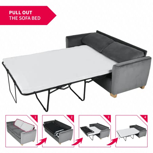 Muzz Full Size Pull Out Sofa Bed, Pull Out Sofa Couch, Sleeper Sofa Bed With Memory Foam Mattress, 2-In-1 Sleeper Sofa For Living Room, Apartment, Small Spaces (Grey #TOP2