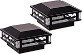 GreenLighting 2 Pack Modern Low Voltage Powered 120 Lumen LED Post Cap Light for 4x4 or 5x5 Posts (Black)