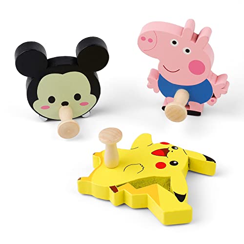ZIJANG Juego de 3 Piezas Gancho de Madera de Dibujos Animadosperchero Para Niñosgancho de Ropa de Animales Para Dormitorio, Cocina y Pasillo Para Colgar Ropa, Llaves, Bolsos, Toallas y Sombrillas Cover