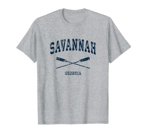 Savannah Georgia Vintage Náutico Cruzado Ramos Azul Marino Camiseta