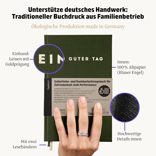 Ein guter Tag, Selbstliebe- und Dankbarkeitstagebuch. Nur 5-6 Minuten am Tag. Für Dankbarkeit, Achtsamkeit, Journaling, Tagebuch (Petrol)