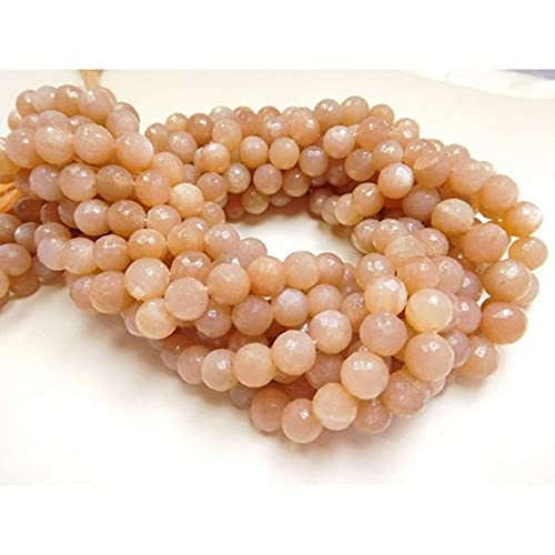 Cuentas redondas de piedra de luna natural beads for jewelry de 8-9 mm micro faceted