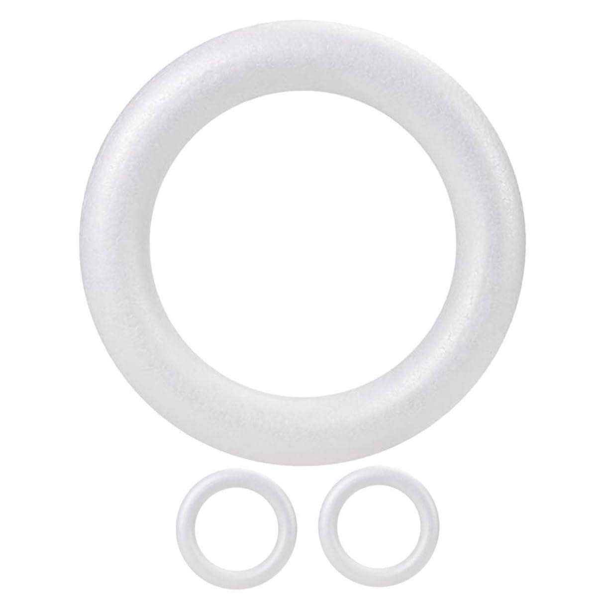 STOBOK 3Pcs Round Foam Wreath Circles for DIY Crafts Lightweight Polystyrene Foam Rings for Wedding and Floral Arrangements White Crafting Circles for Festive Decorations 22cm