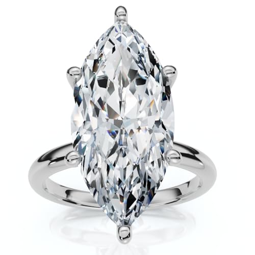 Pompeii Certified 6Ct Marquise Solitaire Diamond Engagement Ring 14k Gold Lab Grown (F/G,VS2)