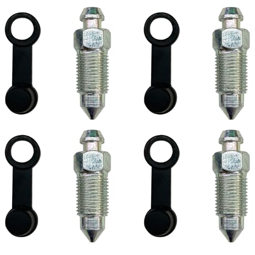 4 Pièces Vis de Purge d'étrier Frein de Moto Vis de Mamelon de Purge M10x1mm avec Capuchon Anti-poussière pour Motos Voitures Pompes de Frein