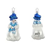 mundgeblasen / handbemalt Inge-glas - Schneemann - Beherzter Winterfreund - Christbaumschmuck, Baumschmuck - Jahresornament 2020 - Glas - Mundgeblasen - 1 Stück