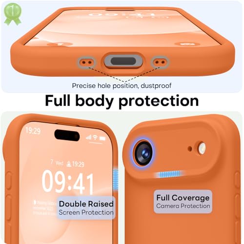 Image of LOVE 3000 Designed for iPhone Air Case, Premium Silicone [Compatible with Magsafe][Soft Anti-Scratch Microfiber Lining] Shockproof Protective Phone Case for Men Women 6.5 inch, Bright Orange