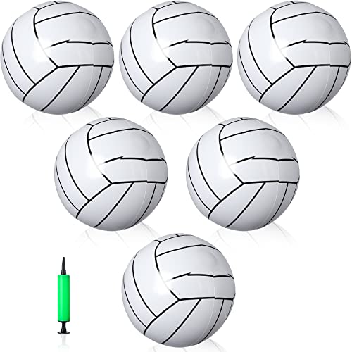 Zhanmai 6 Pack Inflatable Volleyball 16 Inch Blow up Beach Ball Large Sport Pool Ball with Pump for Adults Teens Gift Summer Outdoor Party Decorations