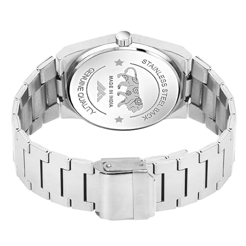 Image of Men's Stainless Steel Analog Watch with Textured Dial | Premium Quartz Movement | Date Display Wristwatch for Casual, Office & Formal Wear | Stylish Silver Bracelet Watch for Men