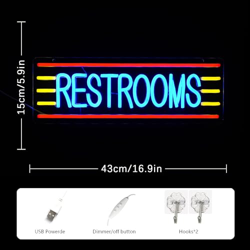 Image of Restroom Neon Sign for Business Toilet Neon Light Bathroom LED Neon Sign Restrooms LED Neon Light for Home Bar Shop Hotel Shop Mall Supermarket Decoration