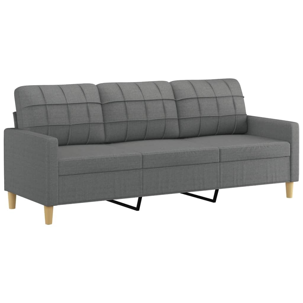 Willood 3-Sitzer-Sofa Couch für Wohnzimmer, Polstersofa mit Metallgestell, Loungesofa Zweisitzer Wohnzimmersofa Wohnzimmermöbel Dunkelgrau 180 cm Stoff