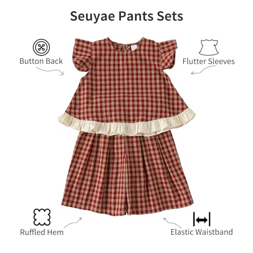 Image of 2 Piece Sets for Baby Girls Summer Outfits Short Flutter Sleeves Tops Wide Leg Pants