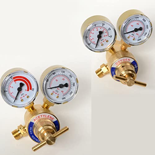 2PC Set Acetylene And Oxygen Regulators Dual Gauge Cutting Torch Regulators