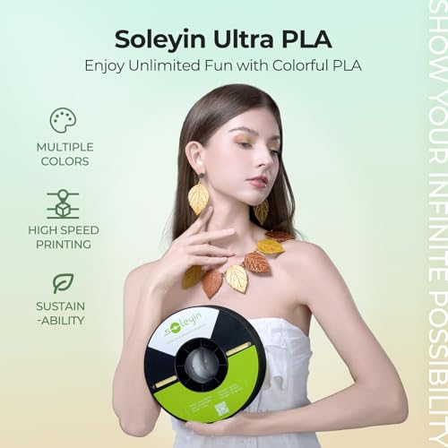 Image of Cregrant3D Soleyin Filament 1.75mm Ultra PLA Filament for 3D Printing High Speed 300mm /s Accuracy + /- 0.02mm, 1kg Spool (2.2lbs), Fit Most FDM 3D Printer, Soleyin by Creality Filament, Light Green