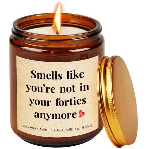 Funny Scented Candles Birthday Gifts - Unique Handmade 50th Birthday Lavender Soy Wax Candle Smells Like You're Not in Your Forties Anymore Birthdays Gifts for Women Teachers Family Colleagues