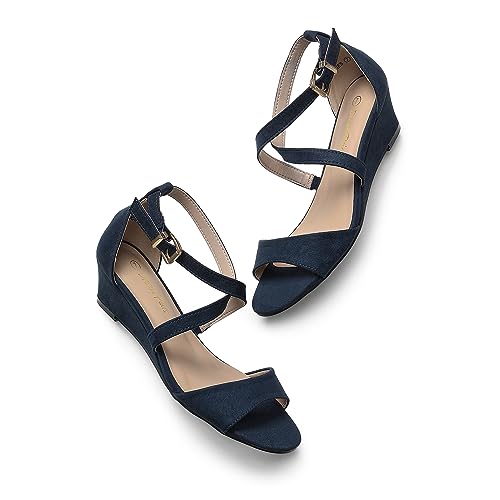 Image of DREAM PAIRS Women's Low Wedge Sandals Ankle Strap Heel Sandal Open Toe Wide Dress Summer Shoes