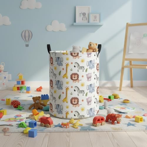 Image of Baby Laundry Hamper kids laundry Basket Waterproof Laundry Bag for Bedroom Clothes Organizer Room Decor(Animal)