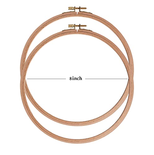 Image of Ebherys Embroidery Hoops 2 PCS a Set of 8Inches, Beech Wood Round Hand Embroidery Hoops, Cross Stitch Hoops (8Inch(no Cloth))