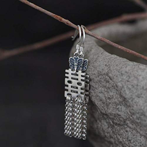 Boucles d'oreilles S925 style chinois avec perle et chaîne en cascade