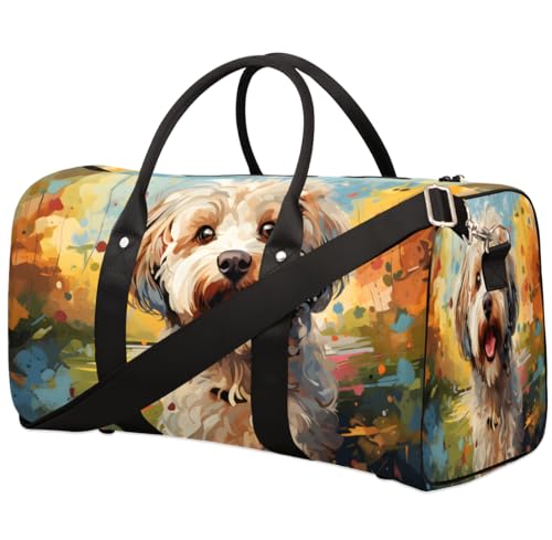 TropicalLife Poodle Dog Travel Duffle Bag for Women Men Sports Gym Bag Waterproof Carry on Overnight Weekender Bag