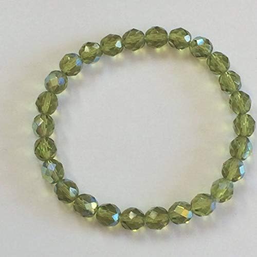AAA++ Rare Quality Peridot Aurora Borealis Crystal Bracelet, August Birthstone, Crystal Bracelet, Peridot Bracelet, Green Crystal Bracelet 8mm Code- WAR10812