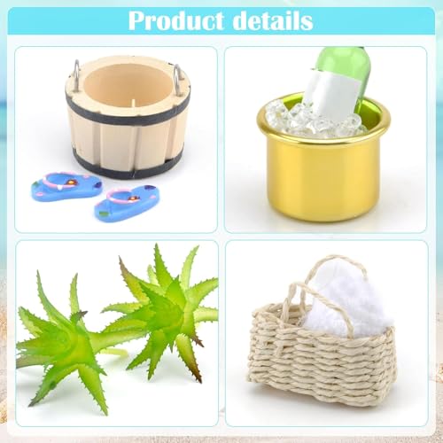 Miniatur Deko Sauna Zubehör Set,Wellness Geschenk,11 Teile Wellness Deko Zubehör,Miniatur-Sauna-Szene Schießen Requisiten Modell,Strand-Mikrolandschaft,für DIY,Geldgeschenk