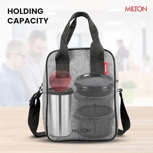 Image of MILTON Mod Lunch Bag I Insulated Tiffin Bag for Office for Men, Women I Eco Friendly, Spacious, Durable I 1.8 L I Grey