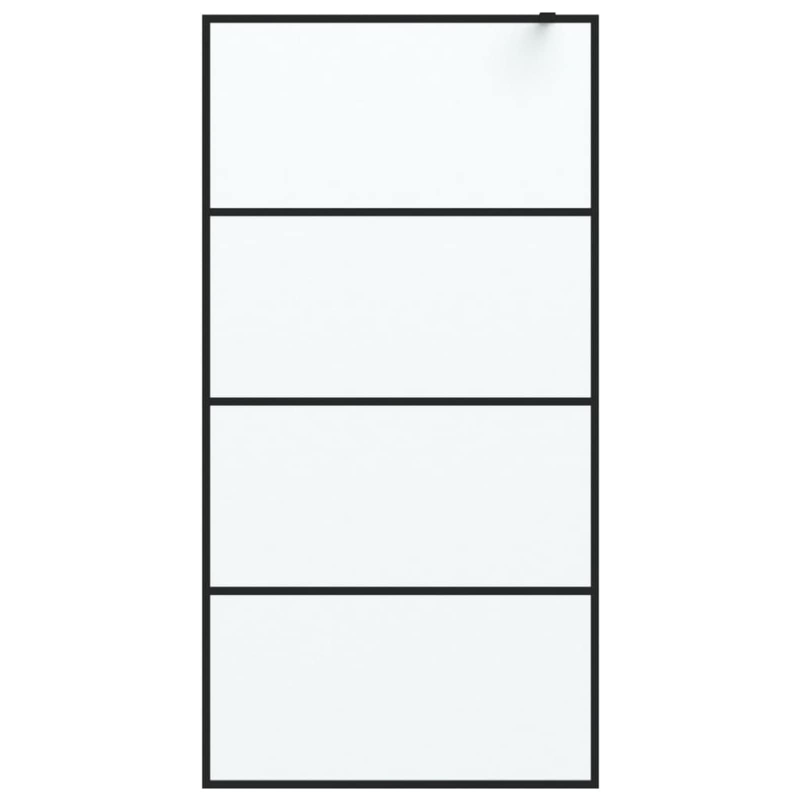 Festnight Mamparas de Ducha Pantalla,Mampara Ducha Fija de Vidrio ESG Esmerilado,Mampara de Ducha Frontal Panel Fijo Estilo Industrial 100x195 cm Negro