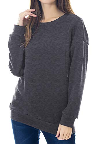 Image of Smallshow Women's Fleece Maternity Nursing Sweatshirt Breastfeeding Tops Small Dim Grey